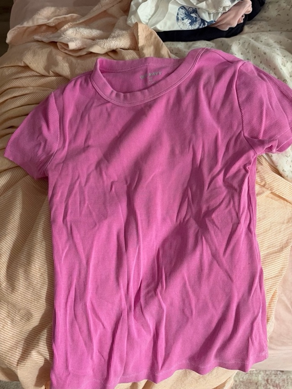 Old Navy Pink Ribbed Short Sleeve Tee